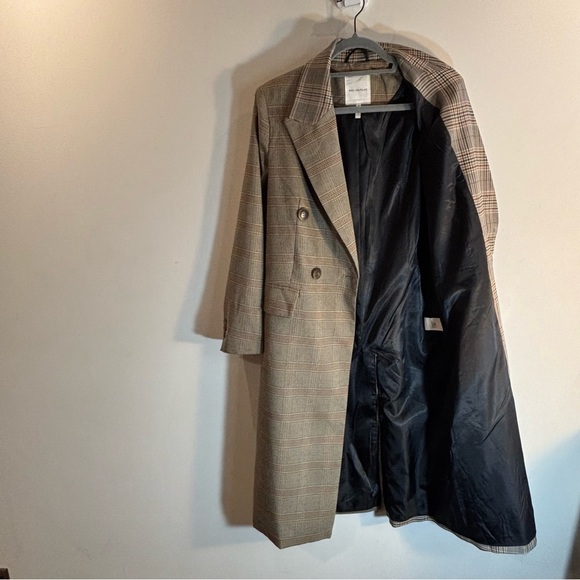 AVEC LES FILLES Sz XS Trench Coat Mixed Plaid Patternn Double Breasted Lined - Picture 10 of 14